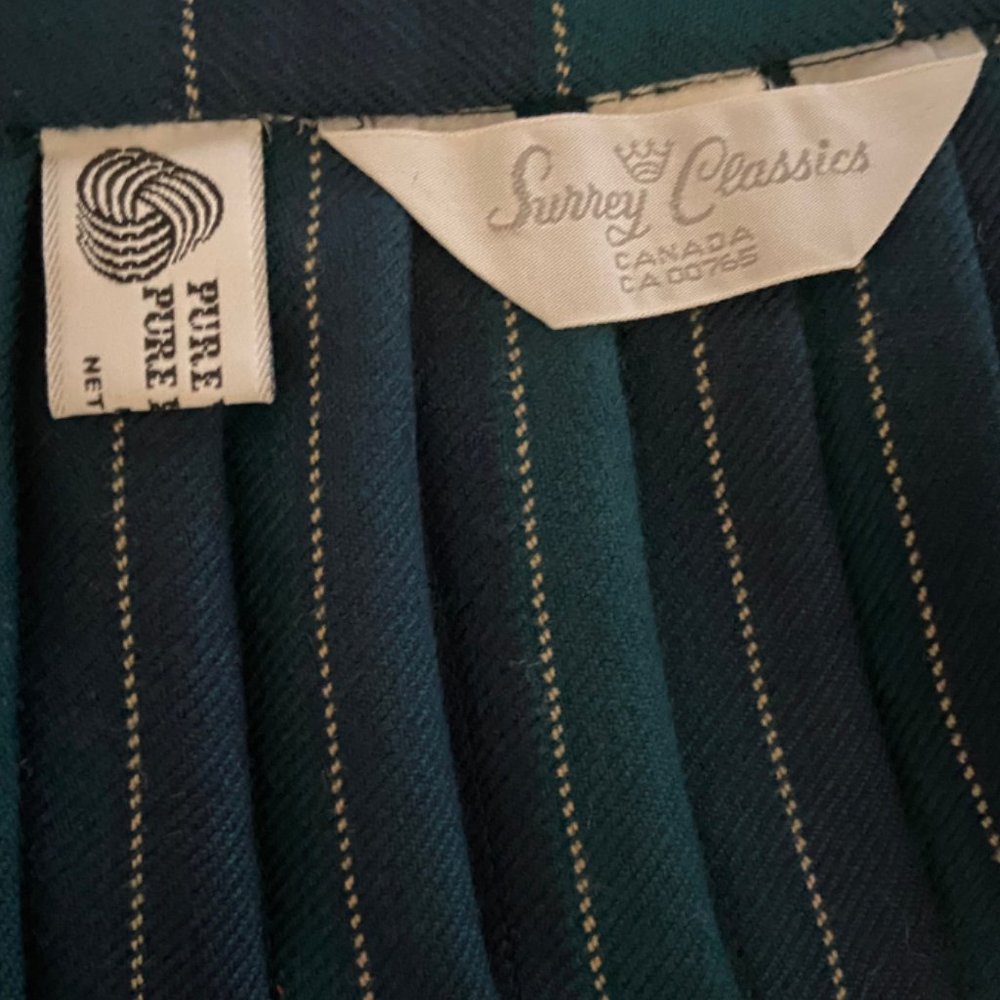 Vintage Blue Teal Striped Pleated A-Line Skirt - Picture 10 of 10